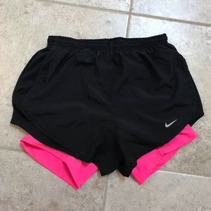 Black Nike Athletic Shorts with Pink Spandex